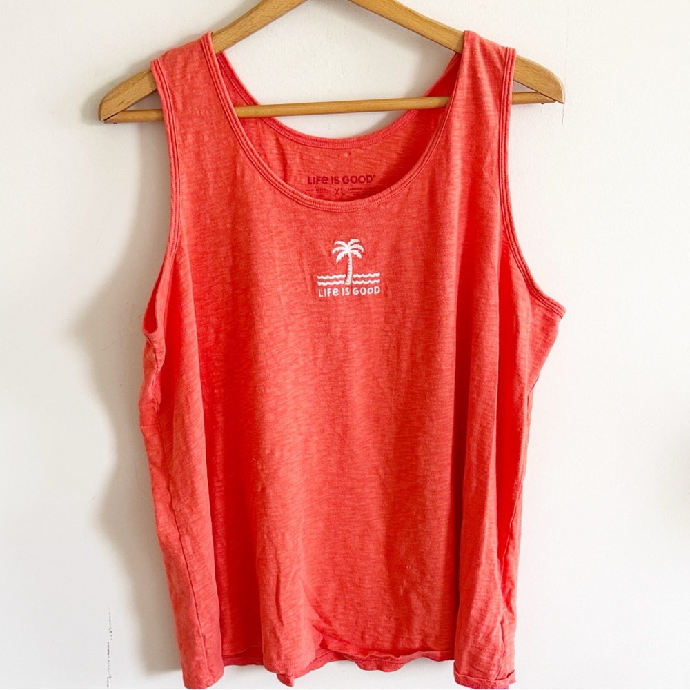 Life is good palm tree embroidered tank top size XL